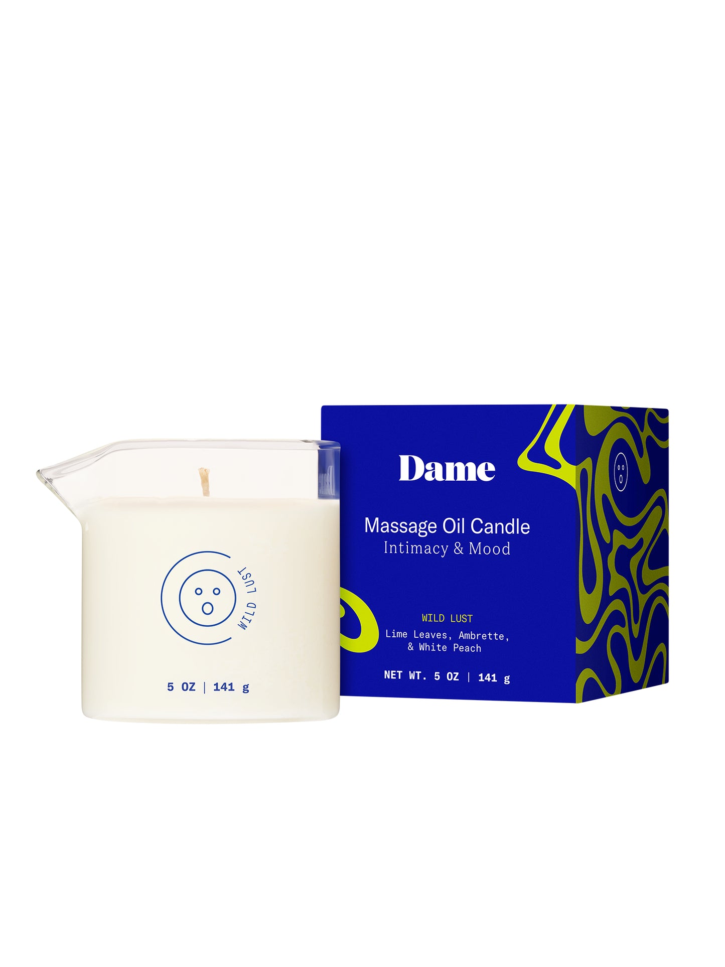 Dame Wild Lust Massage Oil Candle and Box