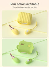 Yellow and green wireless charging case on a light background