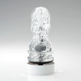 Tenga Aero Masturbator silver silicone on a drying stand